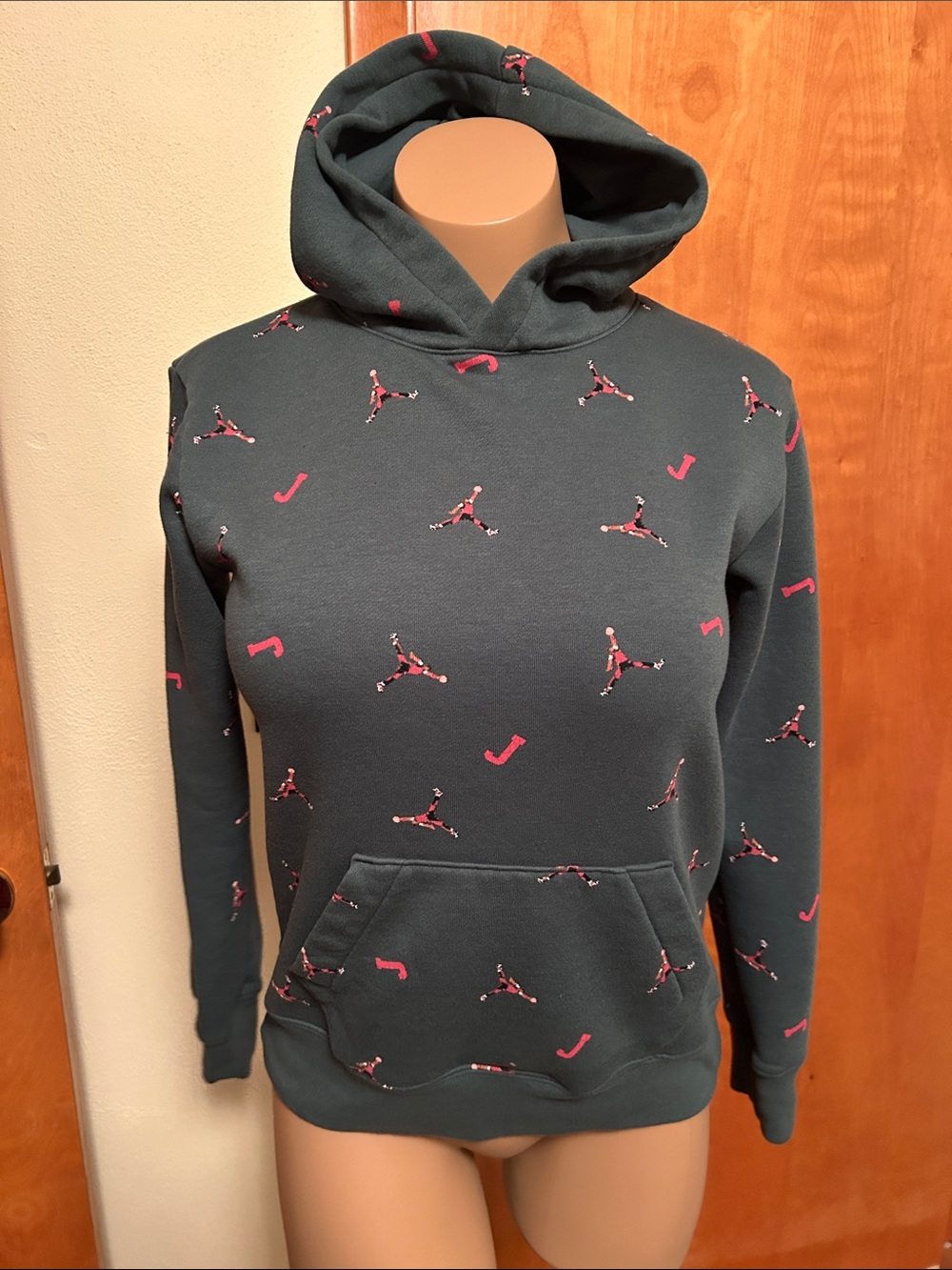Jordan youth Dark Teal Crewneck Hoodie with Jumpman Accents